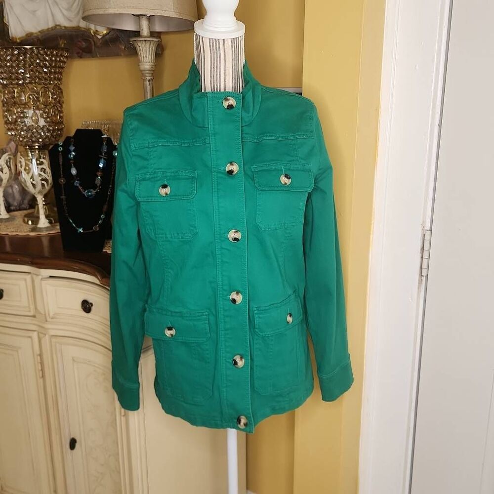 Market & Spruce vibrant green military jacket women's size M